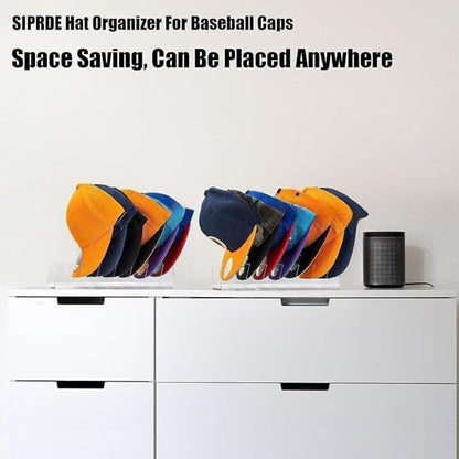 2024 New Hat Stand for Baseball Caps Display and Organizer , No Install Acrylic Hat Holder for 14 Baseball Caps for Bedroom, Closet, Dresser (2PCS)