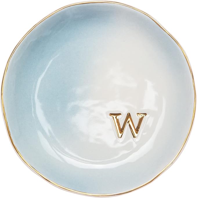 COLLECTIVE HOME - Ceramic Jewelry Tray, Decorative Trinket Dish for Rings Earrings Necklaces Bracelet Watch Keys, Birthday Mother's Day Christmas Gift for Women, 4.75", Colored Surface (W)