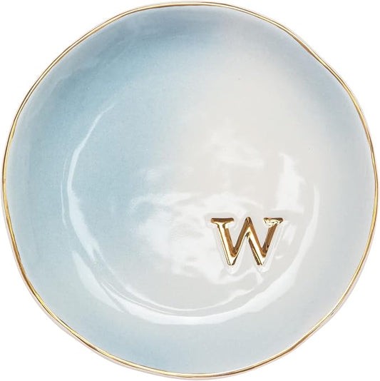 COLLECTIVE HOME - Ceramic Jewelry Tray, Decorative Trinket Dish for Rings Earrings Necklaces Bracelet Watch Keys, Birthday Mother's Day Christmas Gift for Women, 4.75", Colored Surface (W)