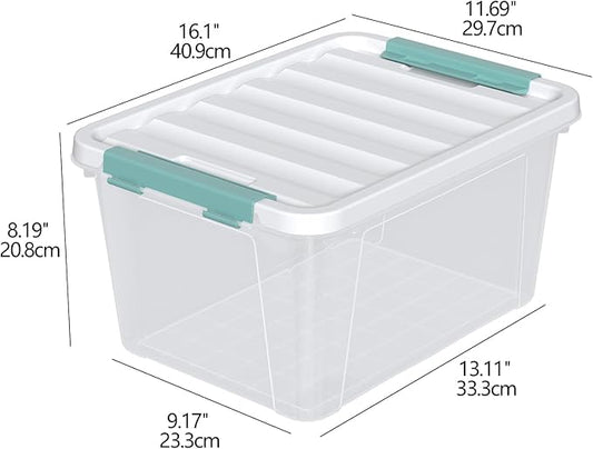 Guankan 20 Quart Clear Storage Box, Set of 6 Plastic Latching Bins with Lids