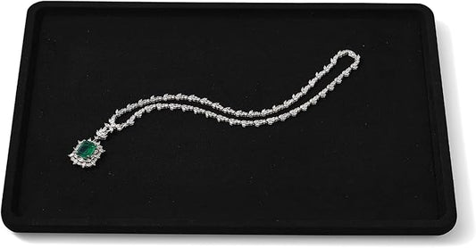 Woodten Microfiber Jewelry Display Flat Tray for Rings Earrings Necklace Bracelet, Jewelry Photograph Display Catchall Organizer Tray Dish(L,Black)