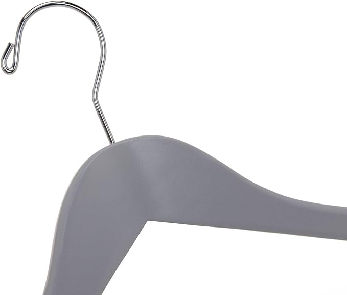 Quality Semi Curved Wooden Suit Hangers, 10-Pack Smooth Finish Solid Wood Coat Hanger with Swivel Hook, Jacket, Pant, Dress Clothes Hangers (Gray, 10)