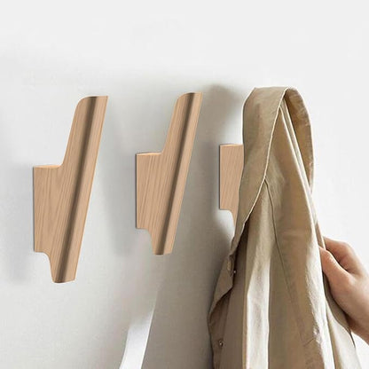 Wood Wall Hooks 4 Pack Coat Hooks Wall Mount Natural Wooden Hooks for Hanging Hat, Bag, Backpack, Rustic Coat Hooks for Wall, Wood Towel Hooks for Bathrooms and Entryway Hooks