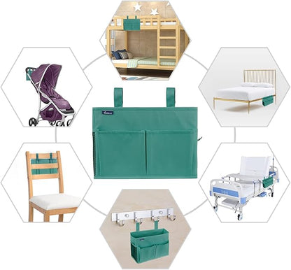 Surblue Caddy Hanging Organizer Bedside Storage Bag for Bunk and Hospital Beds, Teal, Small
