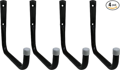 Shepherd Hardware 8090E Heavy Duty Steel Garage Storage/Large Utility Hooks, 4 Pack,Black