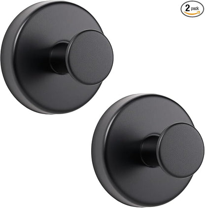 Season 2 Season Suction Cup Hooks for Shower, Bathroom Hooks for Towels Stainless Steel Wall Hook for Hanging up to 6.5 lbs Hooks for Kitchen, Glass, Mirror (2Pcs Black)
