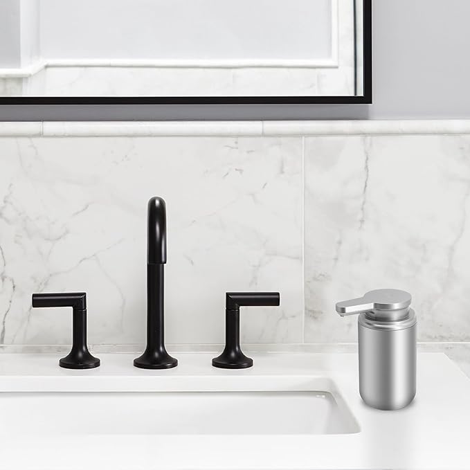 Mamiddle 12 oz. Automatic Soap Dispenser Stainless Steel with Sensor Infrared Soap Dispenser Electric IPX5 Waterproof USB-C Charging Motion Sensor for Kitchen & Bathroom (Silver Cyl)