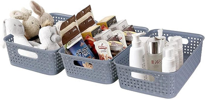 8 Pack Small Pantry Organization and Storage Bins - Household Organizers for Laundry Room, Bathrooms, Bedrooms, Kitchens, Cabinets, Countertops, Under Sink or On Shelves (Gray)