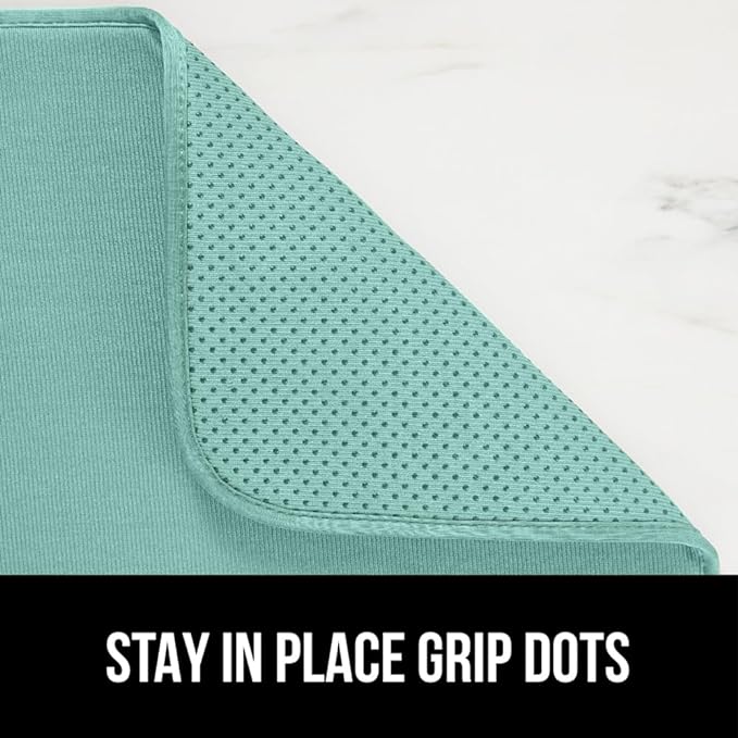 GORILLA GRIP Ultra Water Absorbent Microfiber Dish Drying Mat, 18x24, Quick Dry Thick Mesh, Slip Resistant Pad for Sink Dishes or Under Rack, Kitchen Counter Accessories, Machine Wash Mats, Mint