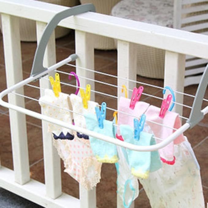 Pilipane Folding Towel Rack Indoor Outdoor Retractable Laundry Rack, Portable Clothes Drying Rack for Balcony Railings, Laundry Drying Rack(Grey)
