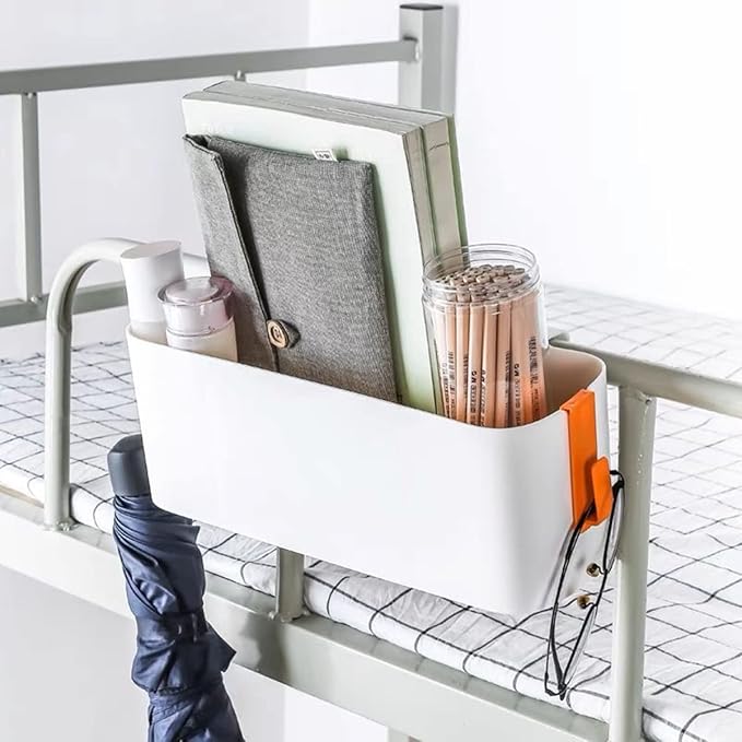 HYOATREA Bedside Storage Organizer Caddy Hanging Organizer Bunk Bed Shelf Holder Pocket for College Dorm Room Baby Bed Rails (Orange)