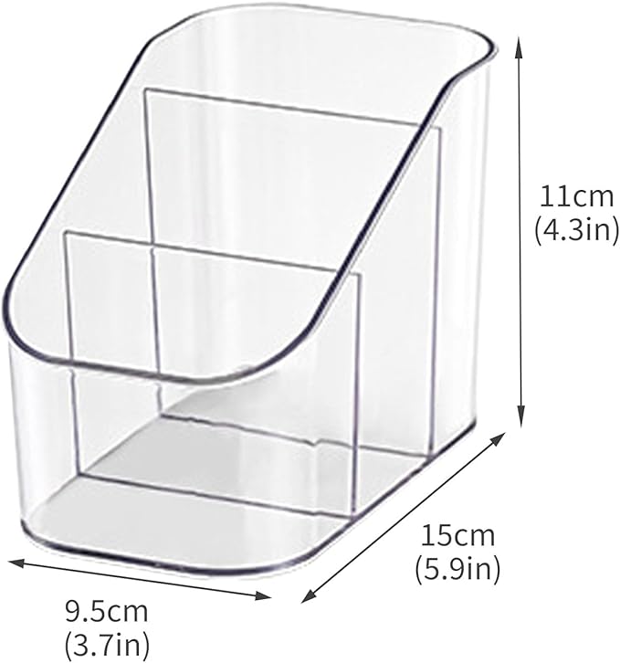 Remote Control Holder, Clear Plastic TV Remote Caddy for Desk and Nightstand Storage, Space-Saving Desk Organizer with See-Through Design for Living Room and Office Desk Accessories, 3 Compartments