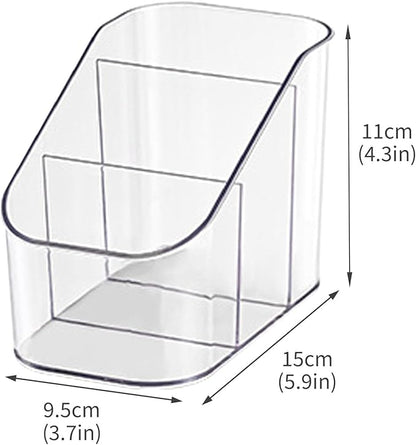 Remote Control Holder, Clear Plastic TV Remote Caddy for Desk and Nightstand Storage, Space-Saving Desk Organizer with See-Through Design for Living Room and Office Desk Accessories, 3 Compartments