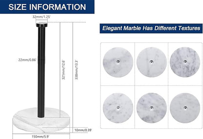 NearMoon Standing Paper Towel Holder, Kitchen Paper Towel Tissue Holder- for Bathroom Countertop, Standard or Jumbo-Sized Roll Paper (with Marble Base, Matte Black)