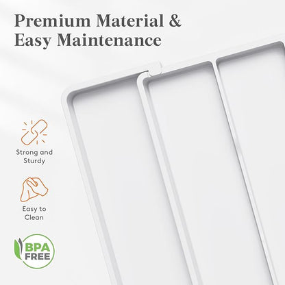 Lifewit Cooking Utensil Drawer Organizer, Expandable from 11 to 18 inches, Adjustable Cutlery Silverware Tray, Plastic Flatware Spatula Holder, Kitchen Tools Gadgets Storage Divider, White
