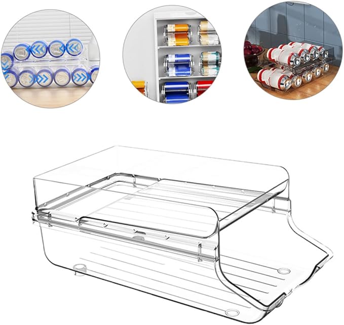 JECOMPRIS Can Drink Organizer for Fridge Soda Can Dispenser Large Capacity Soda Storage Box