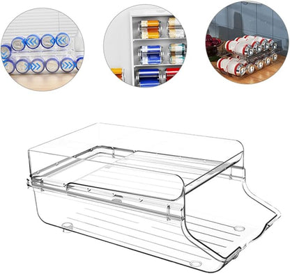 JECOMPRIS Can Drink Organizer for Fridge Soda Can Dispenser Large Capacity Soda Storage Box