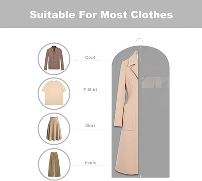 Garment Bags for Hanging Clothes, 45'' Suit Bag Cover for Storage and Travel, Dress Bags for Gowns Long, 2 Pack (Grey)