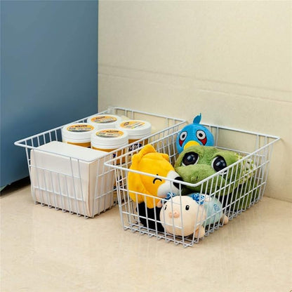 Wire Storage Basket Freezer Organizer Bins Metal Wire Baskets Organizer Storage Baskets for Kitchen, Cabinets, Pantry, Freezer, BathroomSet of 3