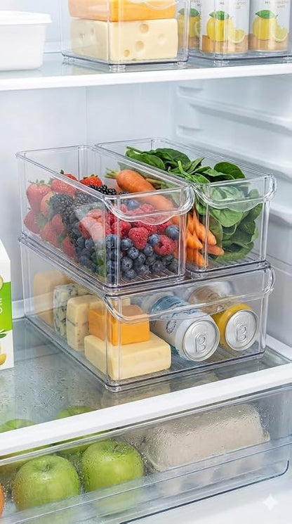 Clear Refrigerator Organizer Bins – Stackable Fridge Storage Containers for Kitchen, Pantry & Freezer – BPA Free Acrylic Baskets (5-Piece Set)