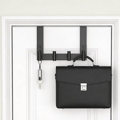 PMMASTO Over The Door Hooks, Fits 1-3/4" Thick Door No Drill Hooks for Closet Bathroom Bedroom Organization, Hanger for Coat Towel Robe (Black, 4 T-Hooks)