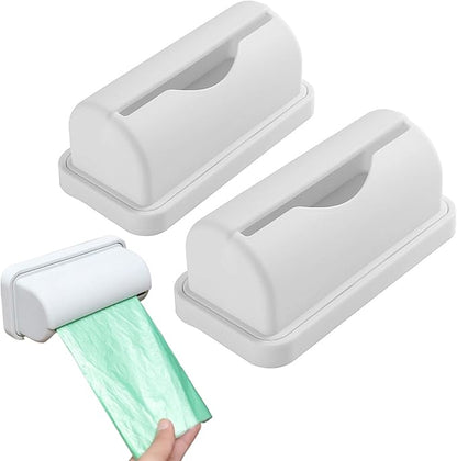 2PCS Trash Bag Dispenser Roll Holder 2Pcs Punch-Free Kitchen Plastic Bag Holder Wall Mounted Garbage Bag Organizer Under Sink for Kitchen Cabinet, Grocery Bag Dispenser