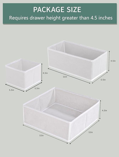 Drawer Organizer Set for Baby Clothes, Nursery Dresser Storage, Closet Dividers for Socks, Underwear, Bra (White, 12 pcs)