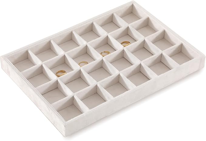 Earring Organizer Tray, Velvet Jewelry Trays，Premium Rock Organizer,Luxury Earring Storage,White Earring Case