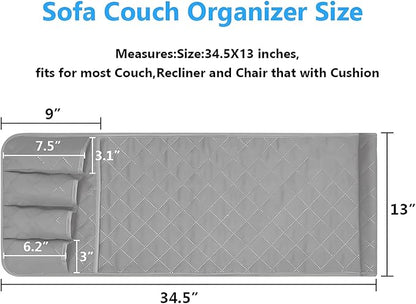 AUVCAS Sofa Armrest Organizer Non-Slip Arm Chair Bedside Caddy Storage Organizer for Recliner Couch with 5 Pockets for Cell Phone TV Remote Control Magazines (Grey)