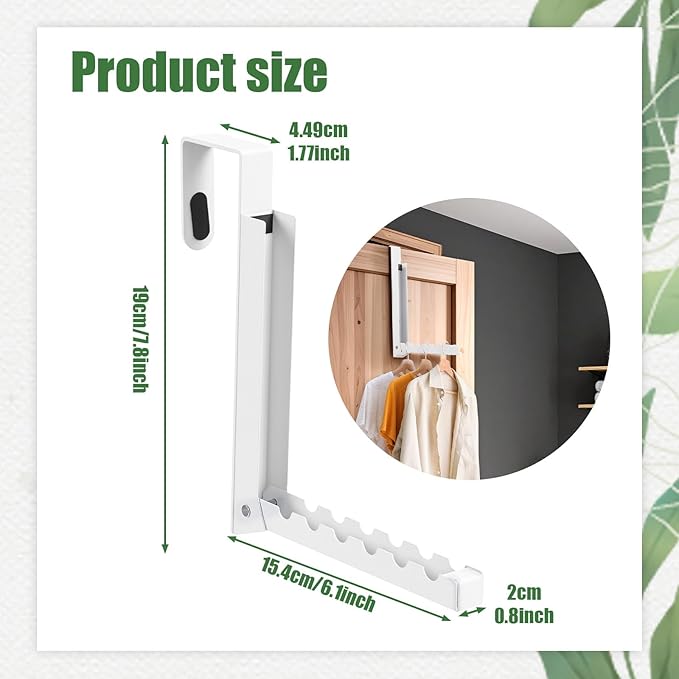 Afcabakila 2 Pack Over The Door Hooks Hanger Rack,Portable Storage Foldable Folding Clothes Drying Hanging Rack Cubicle Rrying Heavy Duty Hanger for Clothes, Coats, Towels for Bedroom Bathroom White
