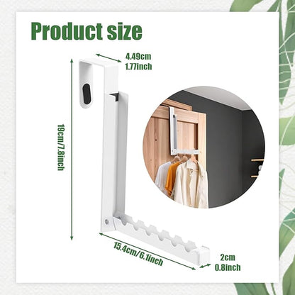 Afcabakila 2 Pack Over The Door Hooks Hanger Rack,Portable Storage Foldable Folding Clothes Drying Hanging Rack Cubicle Rrying Heavy Duty Hanger for Clothes, Coats, Towels for Bedroom Bathroom White