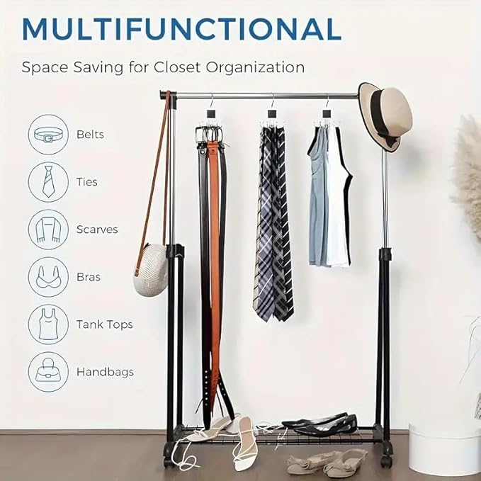 6-Arm Rotating Hanger – for Scarves, Belts, Bras, Vests, Ties, Hats & Handbags, Space-Saving Bedroom Organizer