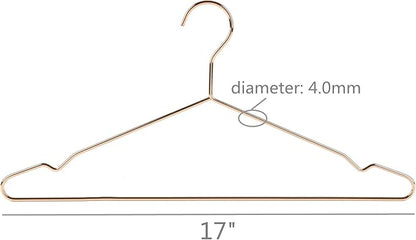 Better to U 17 Inch Heavy Duty Slim Metal Clothes Hanger for Shirts, Blouses, Coats, Suits, Wedding Dresses - Space Saving, Rose Gold, 20 Pack