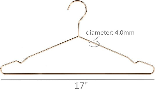 Better to U 17 Inch Heavy Duty Slim Metal Clothes Hanger for Shirts, Blouses, Coats, Suits, Wedding Dresses - Space Saving, Rose Gold, 20 Pack