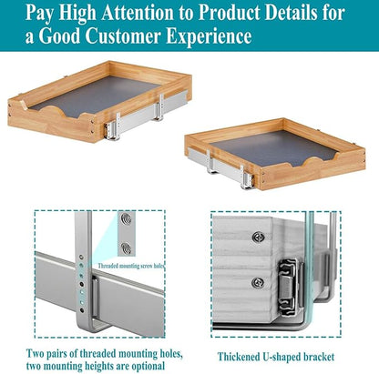 OCG Pull Out Cabinet Organizer 20"W x 21"D, Slide Out Wood Drawer Shelf, Pull Out Shelves for Base Cabinet Organization in Kitchen, Pantry, Bathroom