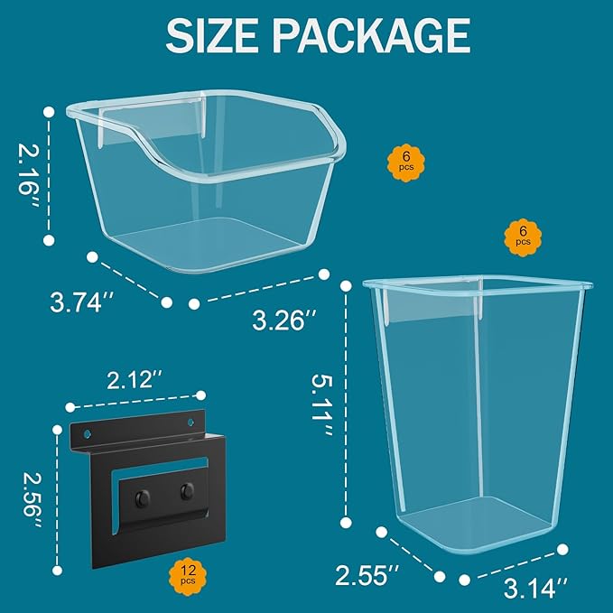 12 Packs Slatwall Accessories,Includes 6 Packs of Slatwall Boxes and 6 Packs of Slatwall Cups,Slatwall Containers Storage Organizer for Craft Garage Tool Storage Room Panel (Transparent)