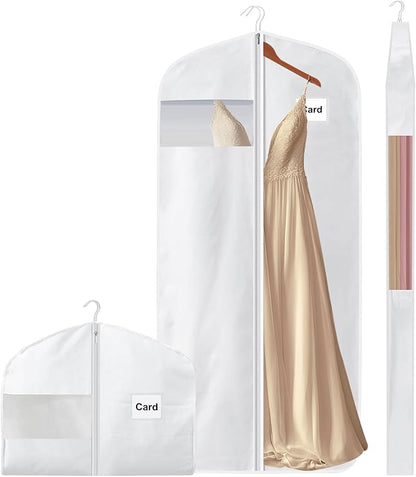100% Organic Cotton Garment Bag Short 58 Inch Breathable Proof Hanging Clothes Bag Covers with Viewing Window Card Pocket for Short Dresses Jackets Suits Organization