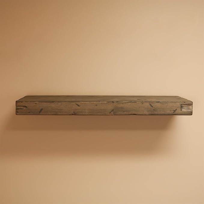 Urbandi Rustic Distressed Floating Shelves, Set of 2, Handmade Out of Pine Wood, 3 Inch Thick, Made in USA (Aged Barrel, 36Lx3Hx8D)