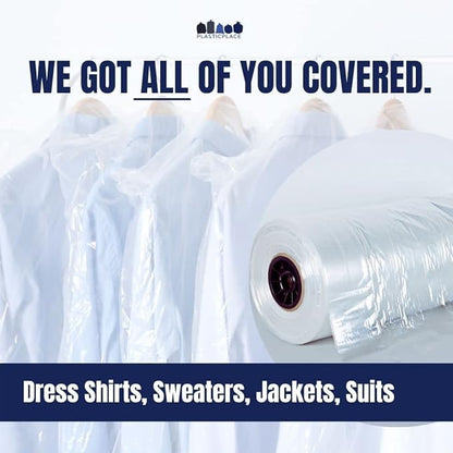 Plasticplace 0.65 Mil Garment Dry Cleaners Plastic Pants Bag, 21” x 7” x 30”, Clear, 577 Count