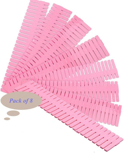 8pcs DIY Plastic Drawer Organizer Adjustable Drawer Dividers for Home Tidy Closet, Socks, Underwear, Office School Supplies, Kitchen Utensil Tools (Pink)