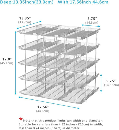 STORICANS Can Organizer For Pantry, Adjustable Height And Width Canned Goods Organizer, Soup Can Organizer Holds Up to 60 Cans for Kitchen Cabinet or Refrigerator(CLear 5 Tier)