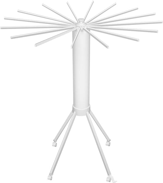 Tripod Modern Clothes Drying Rack, 16 Rods Foldable Drying Rack Clothing for Laundry, 4 Leg with Wheels Collapsible Portable Dryers for Indoor &Outdoor, White & Sliver