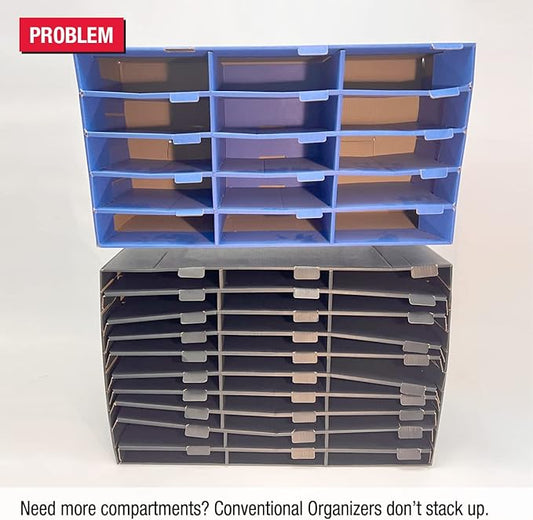 Ultimate Office TierDrop Standard 6-Compartment (add-on Module) - Sorts Documents, Forms & Mail - Durable Construction Features Expandable, Modular, No-Tool Assembly Design (Gray w/Black)