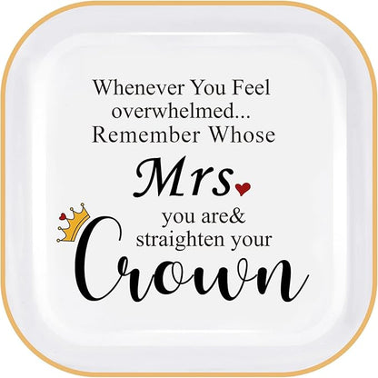 PUDDING CABIN Mrs Ring Dish, Engagement&Wedding Gifts for Women, Bridal Shower Present,Ceramic Jewelry Tray, 4.5"