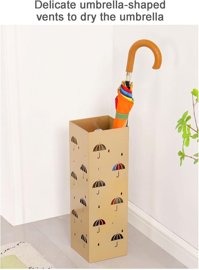 Commercial Metal Umbrella Holder Corridor Entrance Metal Large Capacity Umbrella Storage Shelf Indoor Large-Capacity Square Umbrella Stand Rack Metal Umbrella Stand for Entryway(Black)