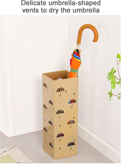 Commercial Metal Umbrella Holder Corridor Entrance Metal Large Capacity Umbrella Storage Shelf Indoor Large-Capacity Square Umbrella Stand Rack Metal Umbrella Stand for Entryway(Black)