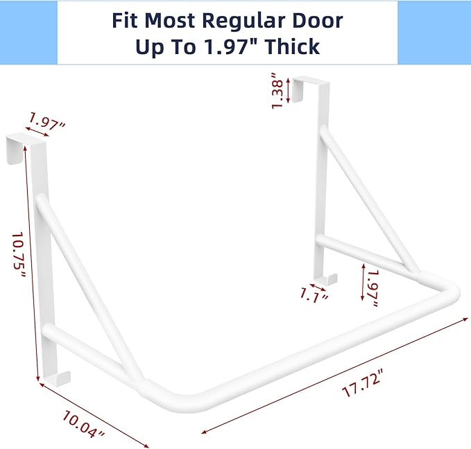 Over The Door Hanger for Clothes, Stainless Door Hangers for Clothing, Over The Door Clothes Drying Rack for laundry, Over Door Hanger Organizer with 2 Hooks for Hanging Towels & Coats, White