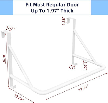 Over The Door Hanger for Clothes, Stainless Door Hangers for Clothing, Over The Door Clothes Drying Rack for laundry, Over Door Hanger Organizer with 2 Hooks for Hanging Towels & Coats, White