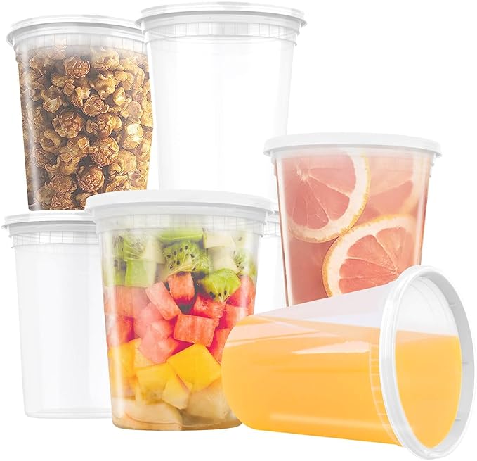 YUESING 40 Pack 32oz Deli Containers with Lids Food Storage Containers Plastic Deli Containers with Lids, Slime, Soup, Meal Prep Containers | BPA Free | Stackable | Leakproof | Dishwasher/Freezer Safe
