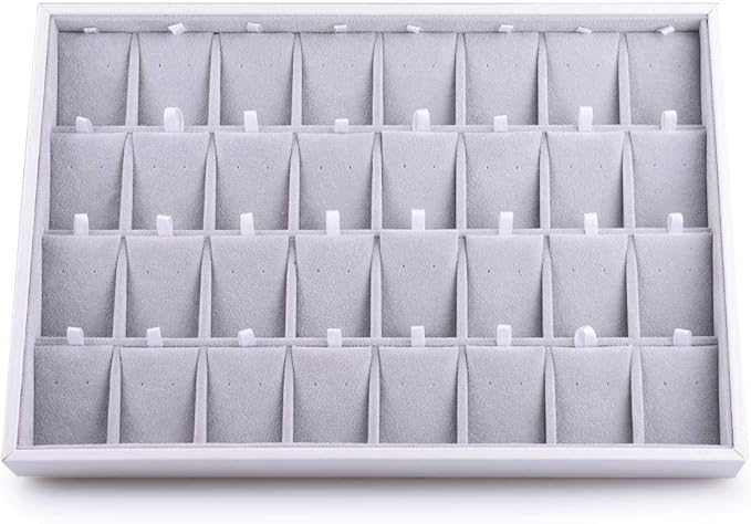 Oirlv Velvet Stackable Jewelry Tray 32 Grids Earrings Organizer Display Showcase Jewelry Storage trays